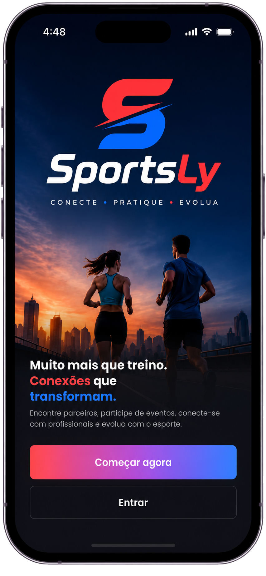 Tela Início do aplicativo esportivo SportsLy